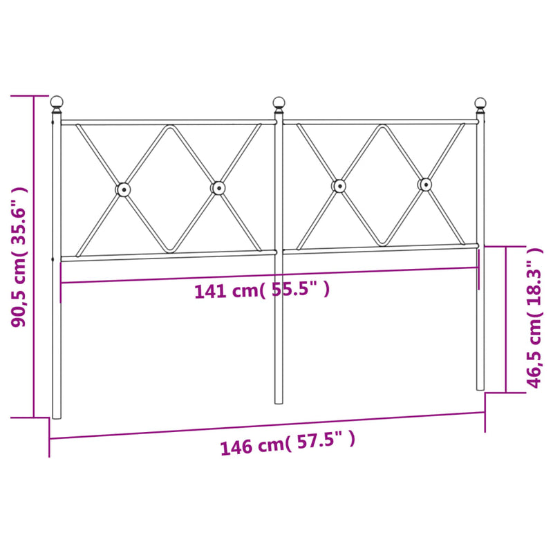 vidaXL fekete fém fejtámla 140 cm