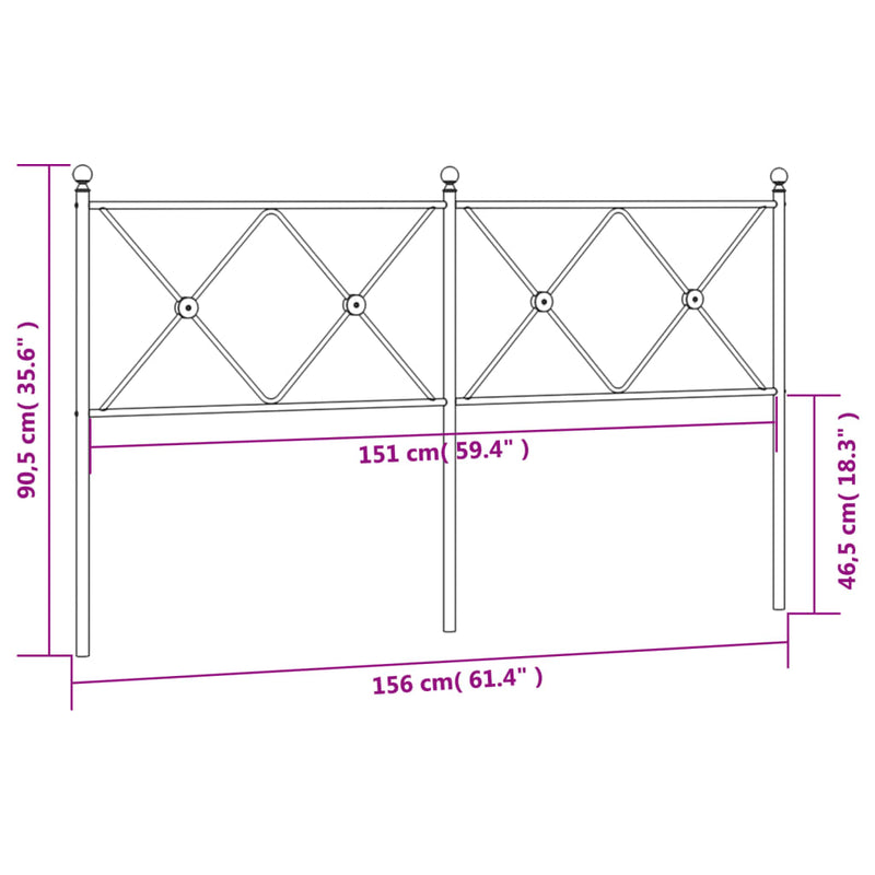 vidaXL fekete fém fejtámla 150 cm