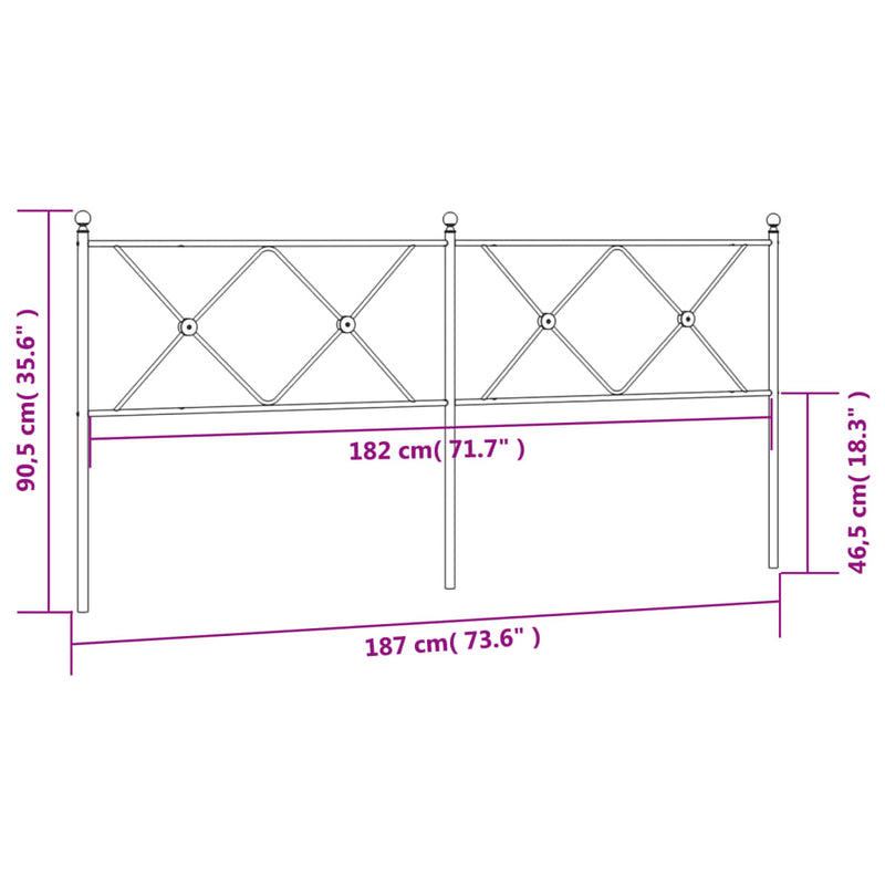 vidaXL fekete fém fejtámla 180 cm
