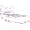 vidaXL fehér fém ágykeret fejtámlával 90x200 cm