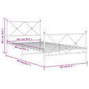 vidaXL fehér fém ágykeret fej- és lábtámlával 100x200 cm