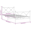 vidaXL fehér fém ágykeret fej- és lábtámlával 107 x 203 cm