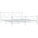 vidaXL fehér fém ágykeret fej- és lábtámlával 200x200 cm