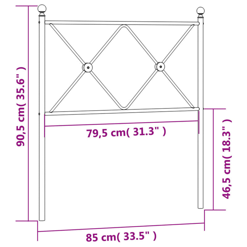 vidaXL fehér fém fejtámla 80 cm
