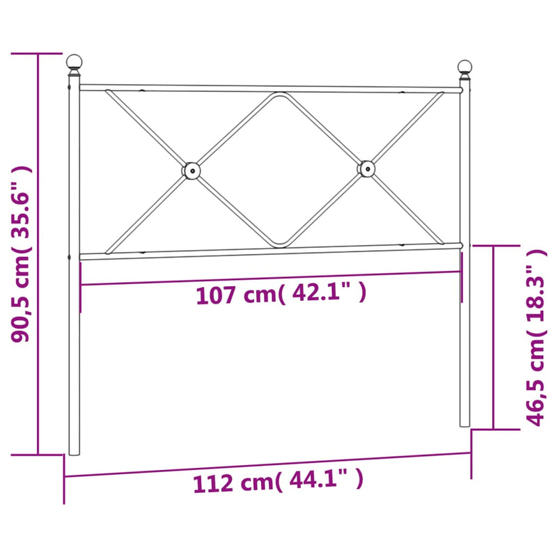 vidaXL fehér fém fejtámla 107 cm