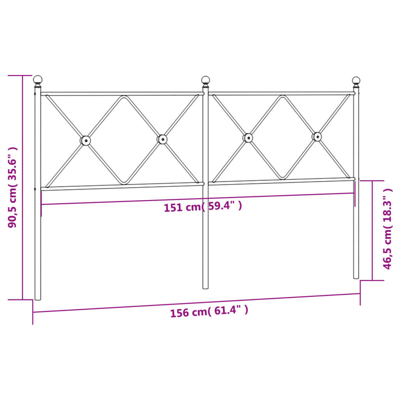 vidaXL fehér fém fejtámla 150 cm