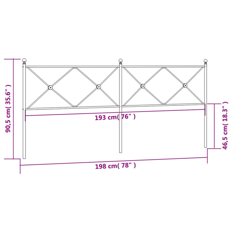 vidaXL fehér fém fejtámla 193 cm