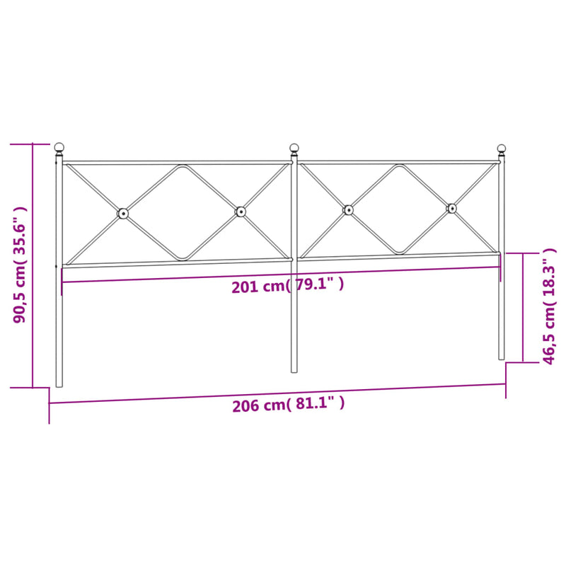 vidaXL fehér fém fejtámla 200 cm