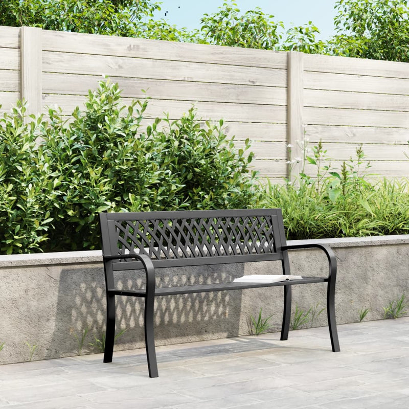 vidaXL fekete acél kerti pad 120 cm