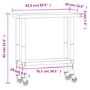 vidaXL rozsdamentes acél konyhai munkaasztal kerekekkel 82,5x30x85 cm