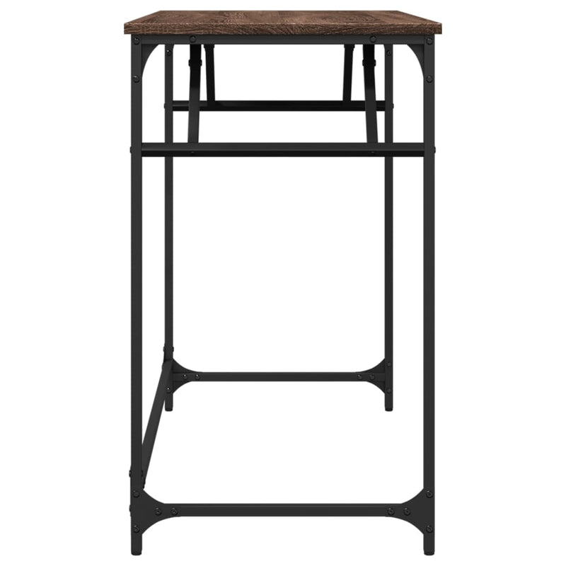 vidaXL barna tölgy szerelt fa és porszórt acél íróasztal 100x45x76 cm