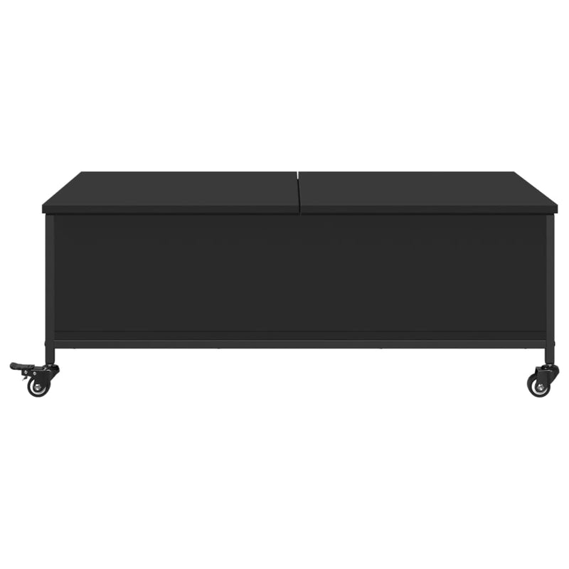vidaXL fekete szerelt fa dohányzóasztal kerekekkel 91 x 55 x 34 cm