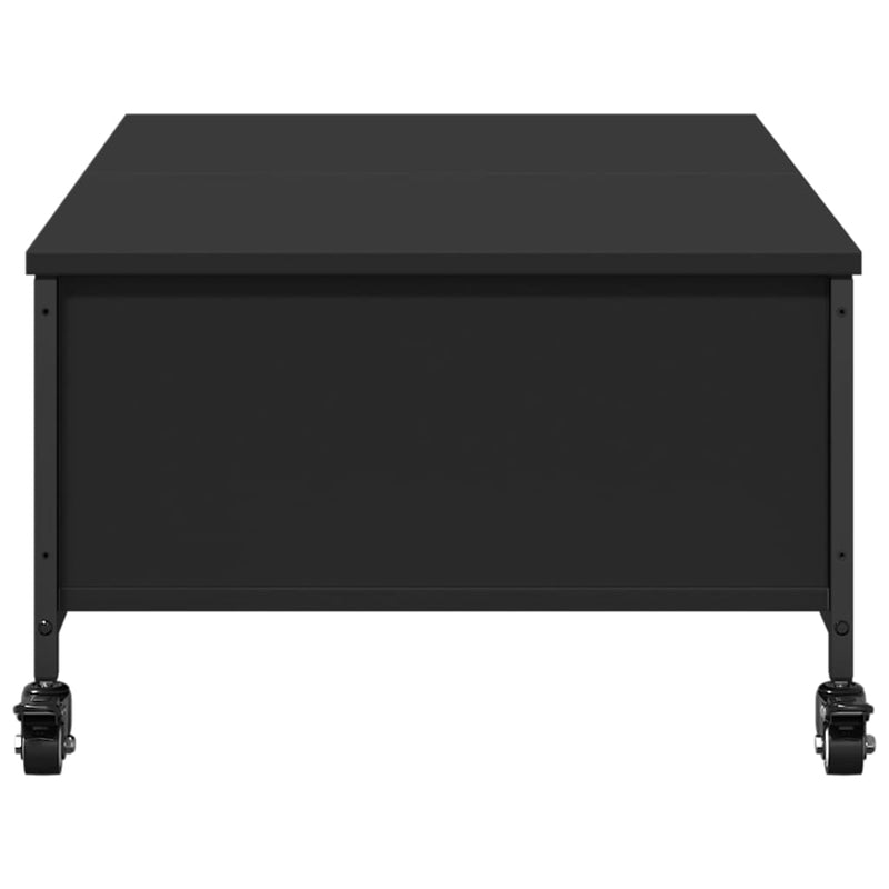 vidaXL fekete szerelt fa dohányzóasztal kerekekkel 91 x 55 x 34 cm