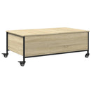 vidaXL sonoma tölgy szerelt fa dohányzóasztal kerekekkel 91x55x34cm