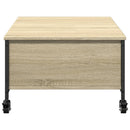 vidaXL sonoma tölgy szerelt fa dohányzóasztal kerekekkel 91x55x34cm