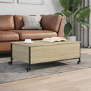 vidaXL sonoma tölgy szerelt fa dohányzóasztal kerekekkel 91x55x34cm