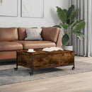 vidaXL füstös tölgy szerelt fa dohányzóasztal kerekekkel 91x55x34 cm
