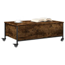 vidaXL füstös tölgy szerelt fa dohányzóasztal kerekekkel 91x55x34 cm