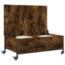 vidaXL füstös tölgy szerelt fa dohányzóasztal kerekekkel 91x55x34 cm