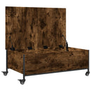 vidaXL füstös tölgy szerelt fa dohányzóasztal kerekekkel 91x55x34 cm