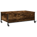 vidaXL füstös tölgy szerelt fa dohányzóasztal kerekekkel 91x55x34 cm