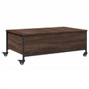 vidaXL barna tölgy szerelt fa dohányzóasztal kerekekkel 91x55x34 cm