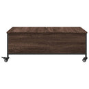 vidaXL barna tölgy szerelt fa dohányzóasztal kerekekkel 91x55x34 cm
