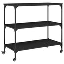 vidaXL fekete szerelt fa konyhai kocsi 102 x 50 x 95 cm
