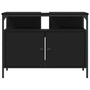 vidaXL fekete szerelt fa fürdőszobai mosdószekrény 80 x 30 x 60 cm