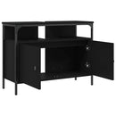 vidaXL fekete szerelt fa fürdőszobai mosdószekrény 80 x 30 x 60 cm