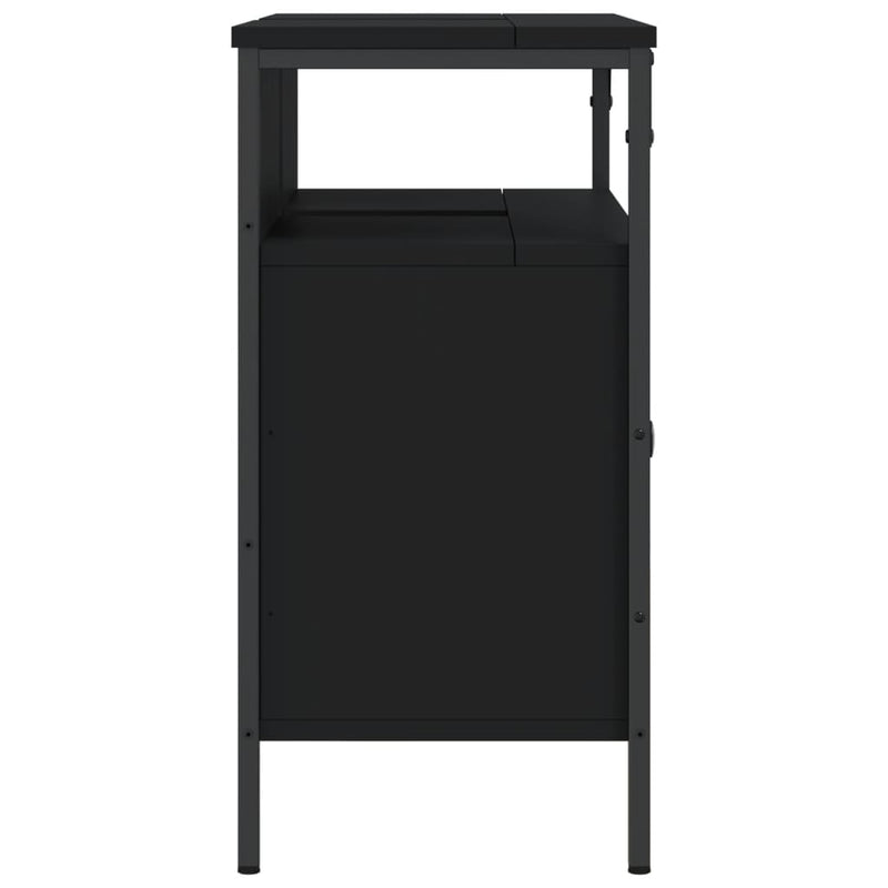 vidaXL fekete szerelt fa fürdőszobai mosdószekrény 80 x 30 x 60 cm