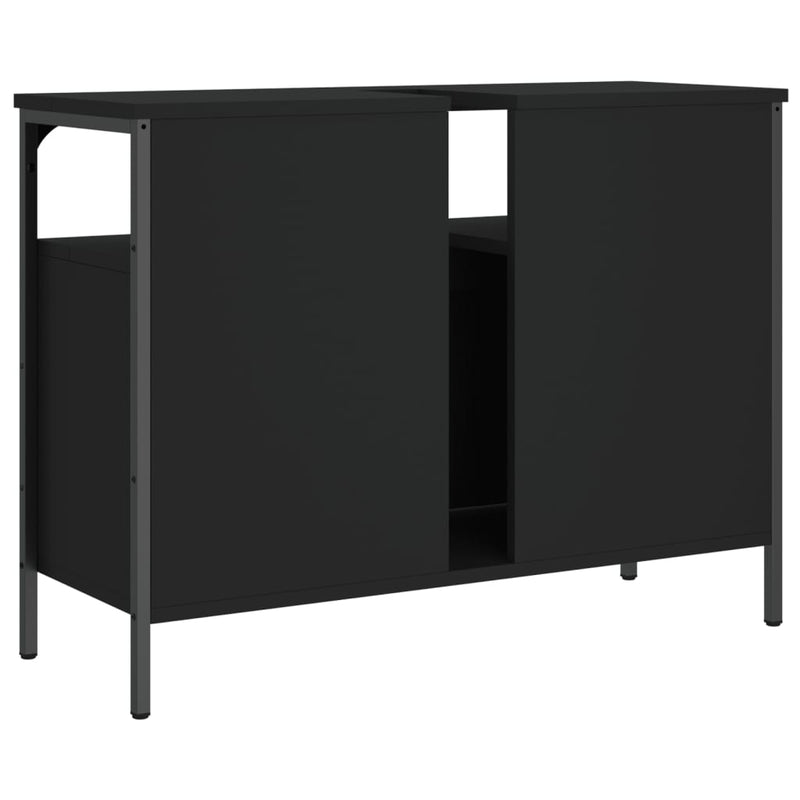 vidaXL fekete szerelt fa fürdőszobai mosdószekrény 80 x 30 x 60 cm