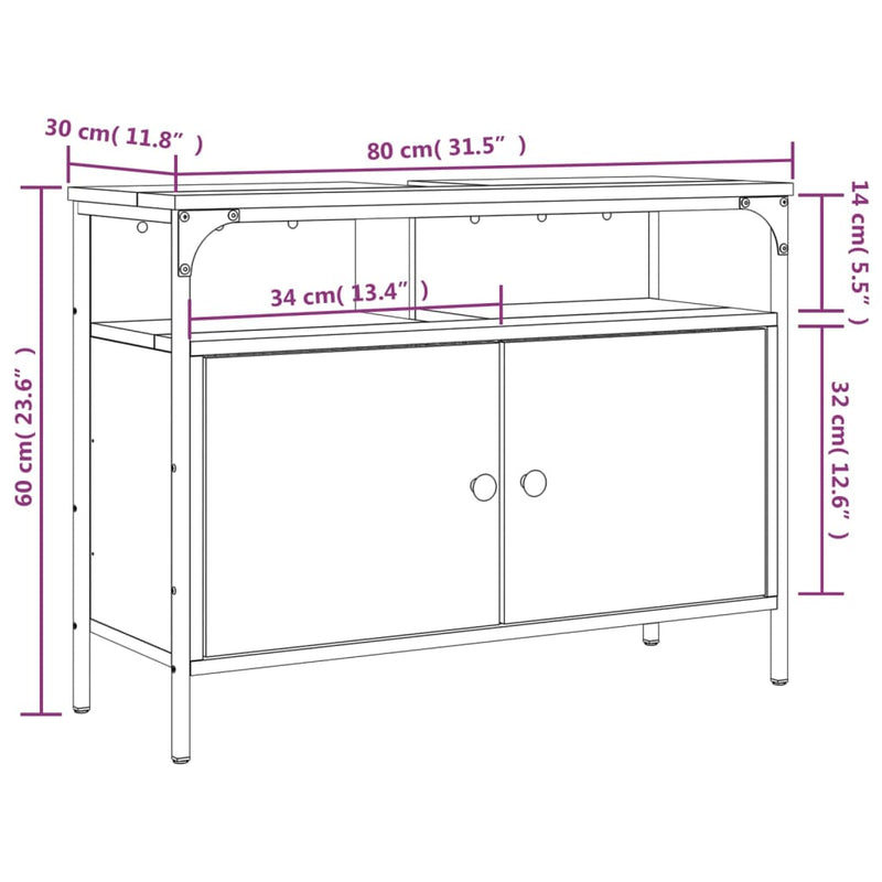 vidaXL sonoma tölgy szerelt fa fürdőszobai mosdószekrény 80x30x60 cm