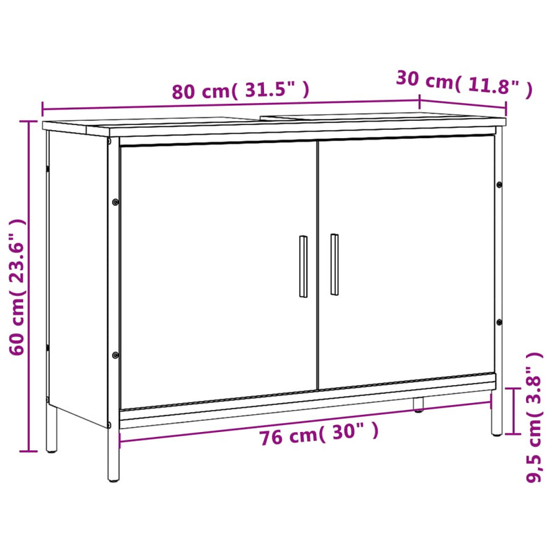 vidaXL sonoma tölgy szerelt fa fürdőszobai mosdószekrény 80x30x60 cm