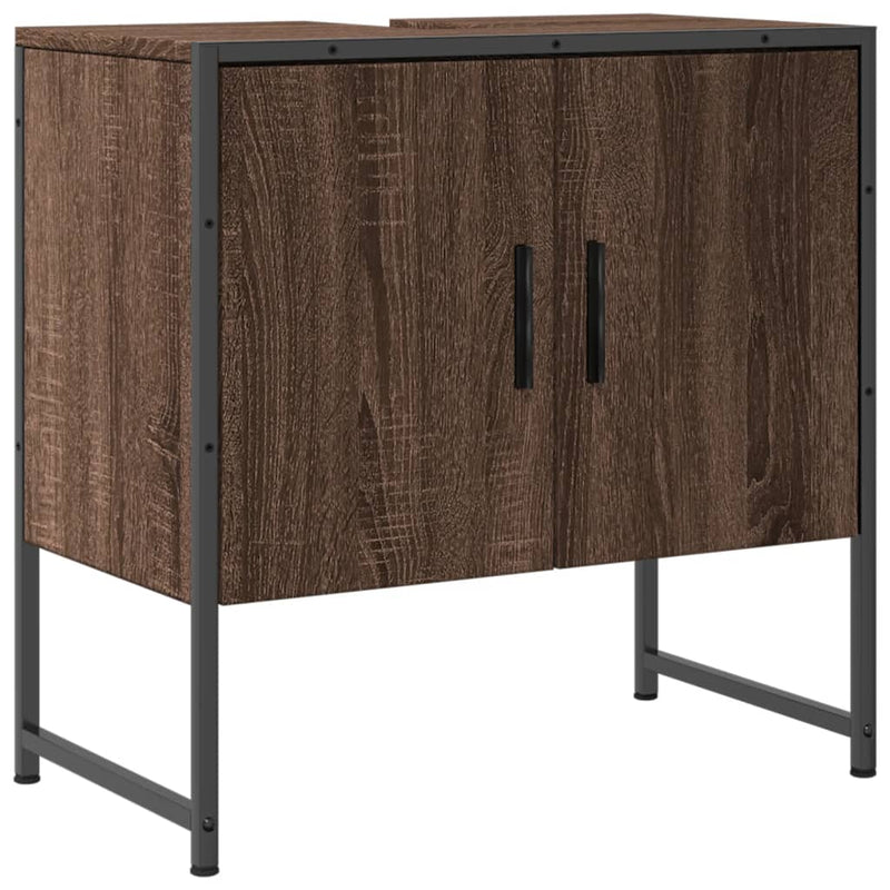 vidaXL barna tölgy szerelt fa fürdőszobai mosdószekrény 60x33x60 cm