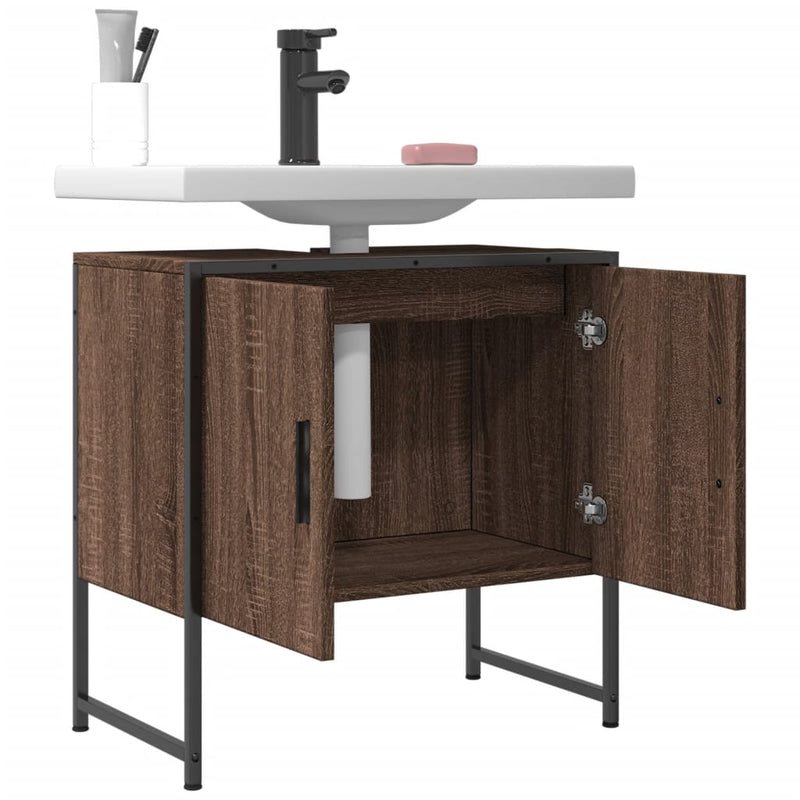 vidaXL barna tölgy szerelt fa fürdőszobai mosdószekrény 60x33x60 cm