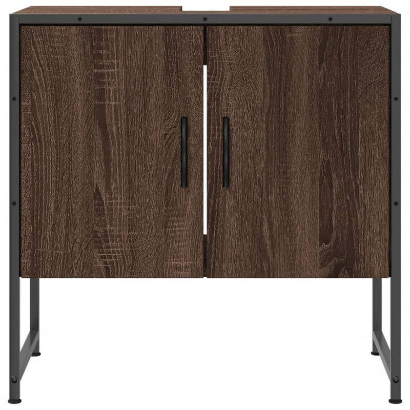 vidaXL barna tölgy szerelt fa fürdőszobai mosdószekrény 60x33x60 cm