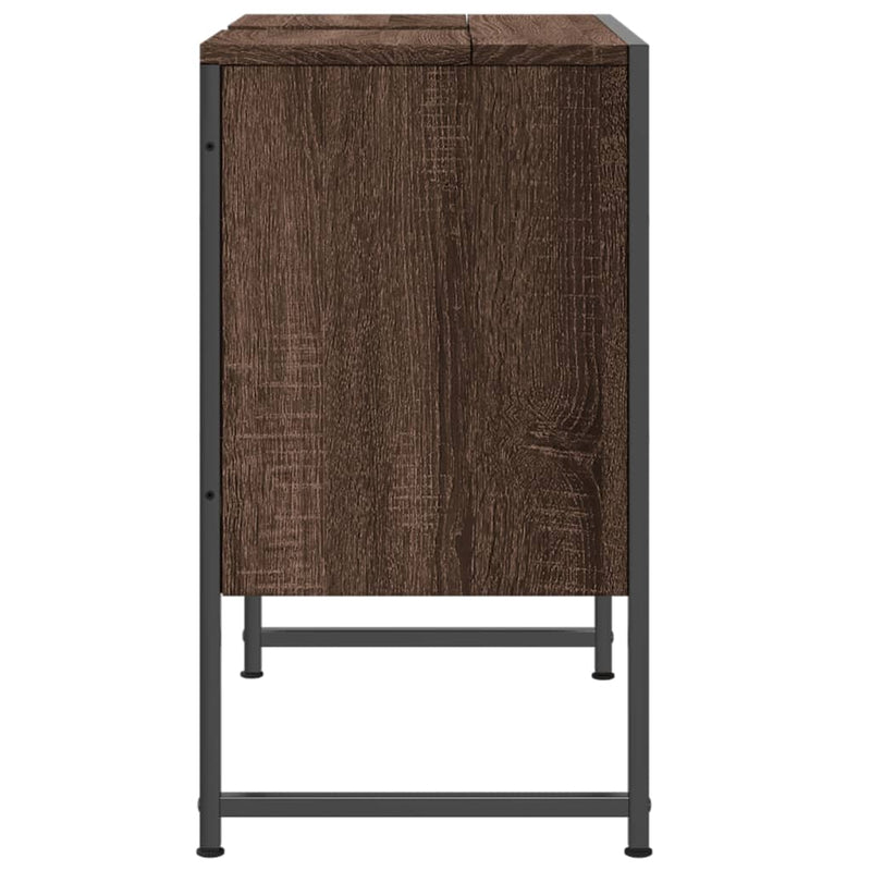 vidaXL barna tölgy szerelt fa fürdőszobai mosdószekrény 60x33x60 cm