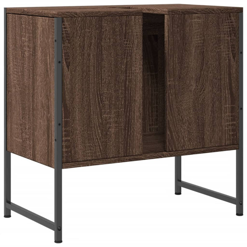 vidaXL barna tölgy szerelt fa fürdőszobai mosdószekrény 60x33x60 cm