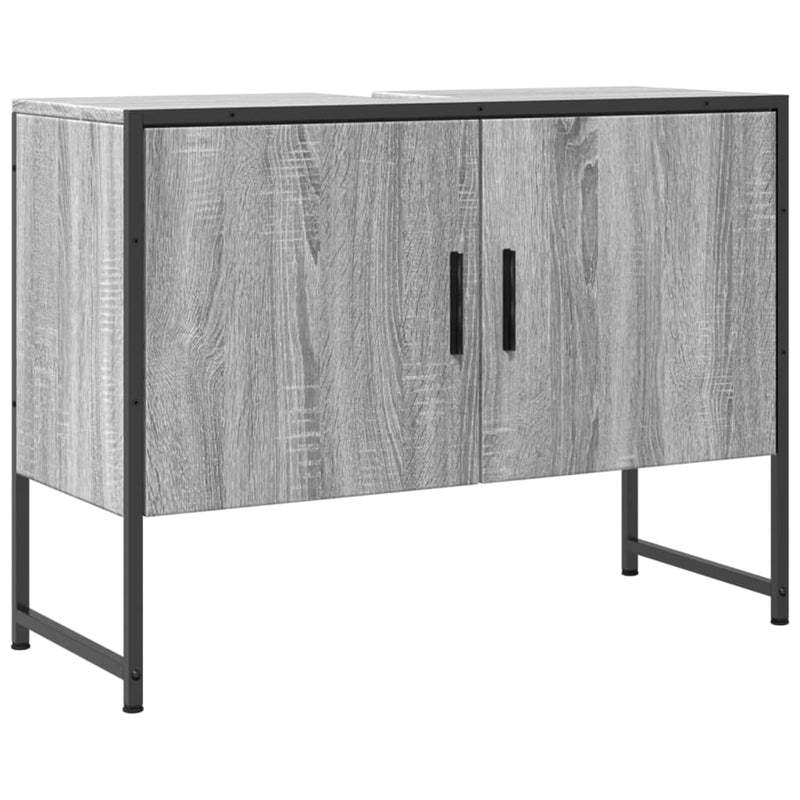 vidaXL szürke sonoma szerelt fa fürdőszobai mosdószekrény 80x33x60 cm