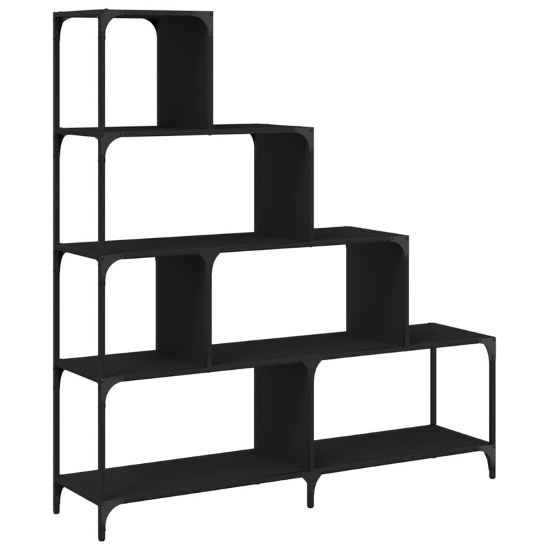 vidaXL 4 szintes fekete szerelt fa könyvespolc 139x33,5x149 cm