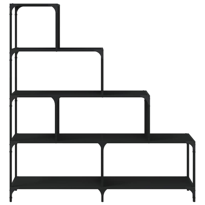 vidaXL 4 szintes fekete szerelt fa könyvespolc 139x33,5x149 cm