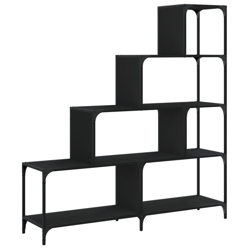 vidaXL 4 szintes fekete szerelt fa könyvespolc 139x33,5x149 cm