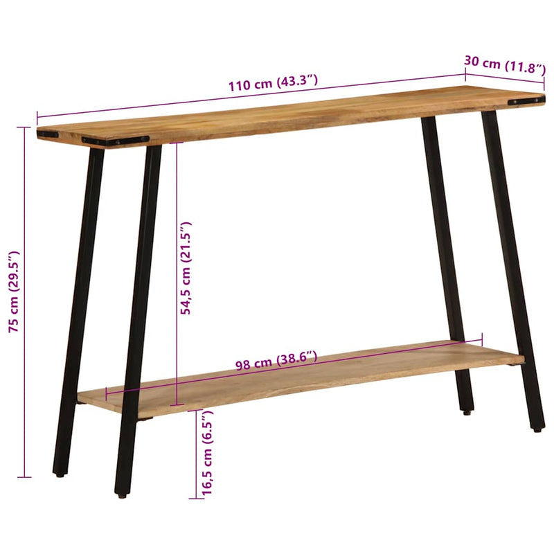 vidaXL tömör mangófa tálalóasztal 110 x 30 x 75 cm