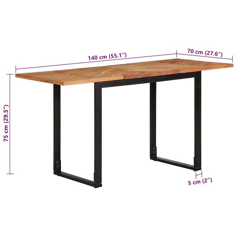 vidaXL tömör akácfa fa étkezőasztal 140 x 70 x 75 cm