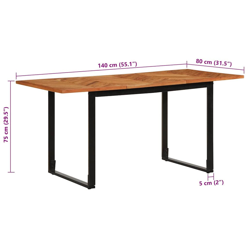 vidaXL tömör akácfa étkezőasztal 160 x 80 x 75 cm
