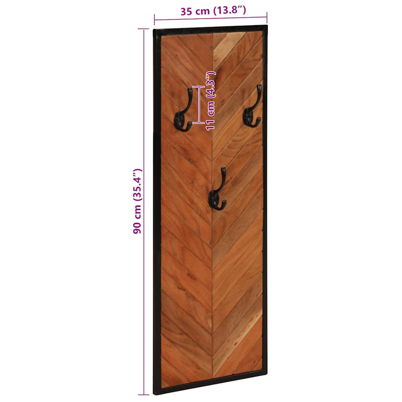 vidaXL 2 db tömör akácfa fogas 35 x 1 x 90 cm