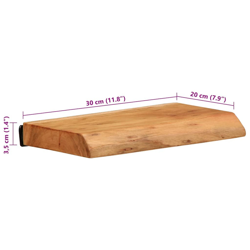 vidaXL 2 darab tömör akácfa fali polc 30 x 20 x 3,5 cm