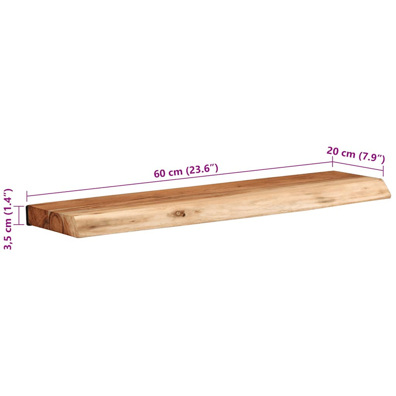 vidaXL 2 darab tömör akácfa fali polc 60x20x3,5 cm