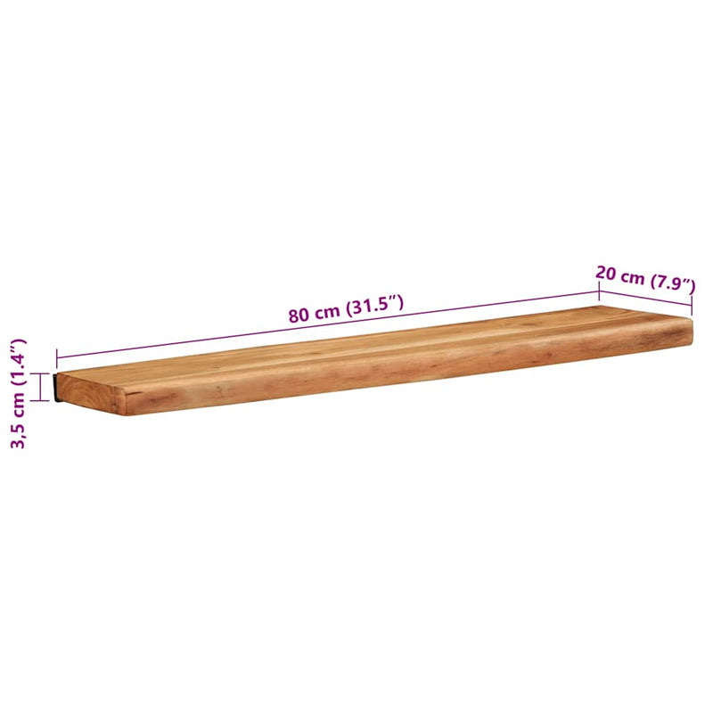 vidaXL 2 darab tömör akácfa fali polc 80x20x3,5 cm